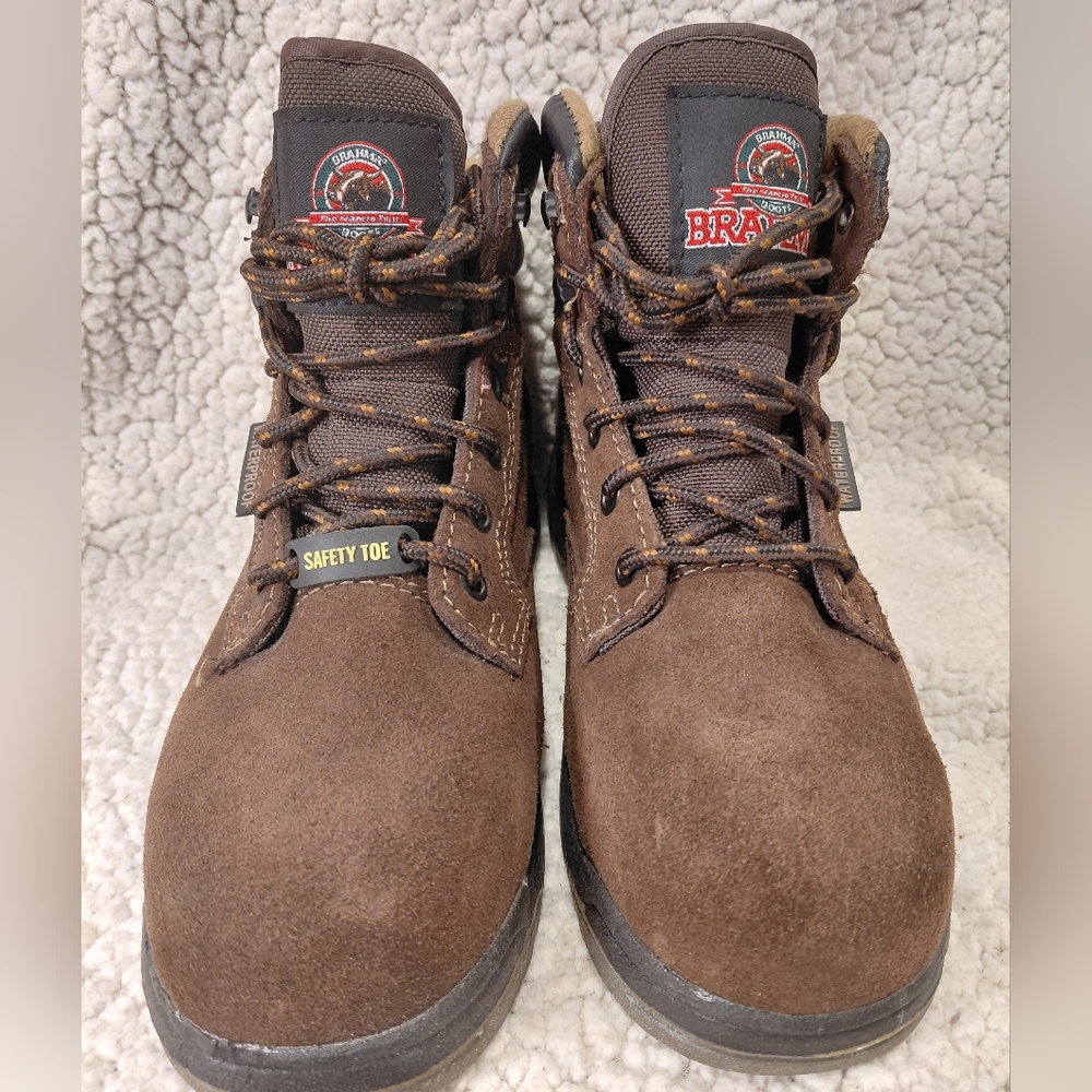 BRAHMA Brown Boots 6". Waterproof, Steel Toe, Lace-up Boot. Women 6